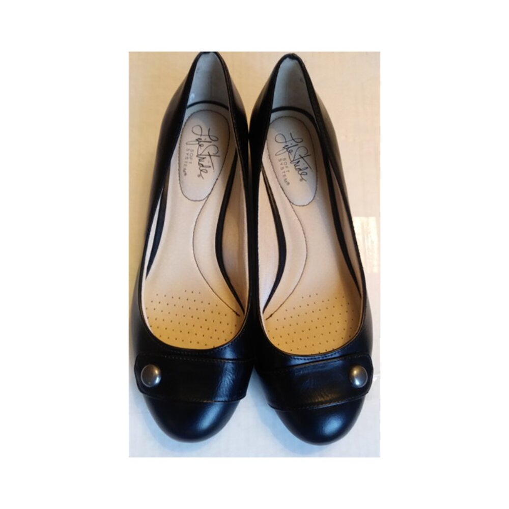 Life Stride Fabiana Black Wedge Slip-ons